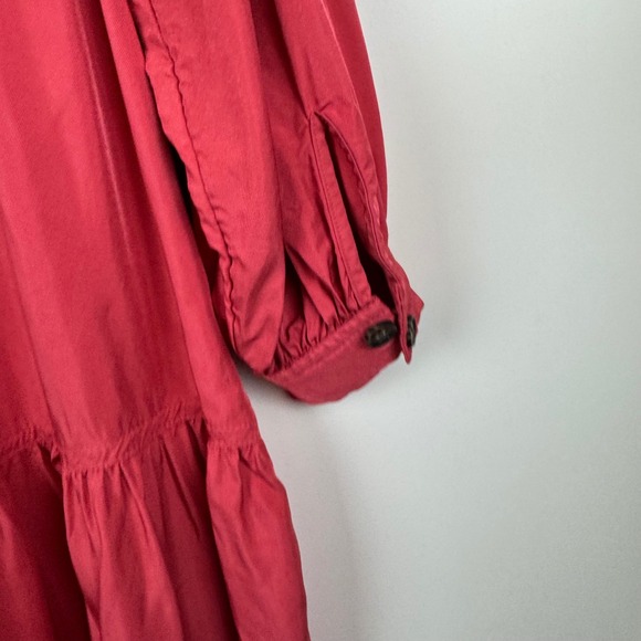 Banana Republic Womens Flounce Hem Dress Sz S Pink Long Sleeve Button Down Flowy - Picture 7 of 16